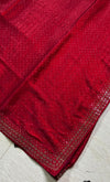 The Crimson Constellation: Deep Maroon Drape with Geometric Grid Border & Micro-Butti Shimmer