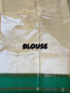 The Sharanya Vilasa: Cream & Teal Green Tussar Silk Cotton Saree
