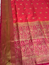 The Sunset Loom: Tangerine Orange Kanchipuram Saree with Golden Zari & Fuchsia Paisley Pallu