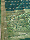 The Royal Loom: Emerald Green Kanchipuram Saree with Classic Golden Zari Butta Design