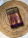 The Mridula Vilasa: Olive Green & Royal Purple Kanchipuram Silk Saree