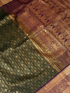 The Mridula Vilasa: Olive Green & Royal Purple Kanchipuram Silk Saree