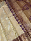 The Rukmini Vilasa: Champagne Gold & Plum Wine Kanchipuram Tissue Silk Saree