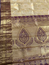 The Rukmini Vilasa: Champagne Gold & Plum Wine Kanchipuram Tissue Silk Saree