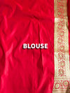 The Mandira Mayura: Teal Blue & Crimson Banarasi Silk Saree