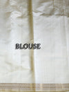 The Ivory Mayura: Ivory Tussar Cotton Silk Saree With Multi-Color Pastel Embroidery