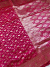 The Varanasi Jaal: Rani Pink Banarasi Kanti Saree with Antique Golden Zari Floral Network