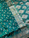 The Varanasi Garden: Deep Teal Banarasi Kanti Saree with Classic Golden Zari Floral Buttis