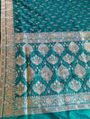 The Varanasi Garden: Deep Teal Banarasi Kanti Saree with Classic Golden Zari Floral Buttis