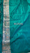 The Varanasi Garden: Deep Teal Banarasi Kanti Saree with Classic Golden Zari Floral Buttis