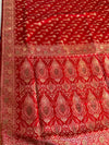 The Varanasi Heritage: Crimson Red Banarasi Saree with Fine Gold Zari Paisley Buttis