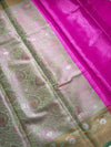 The Sharanya Vilasa: Pistachio Green & Rani Pink Banarasi Silk Saree