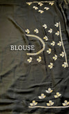The Midnight Ebony: Onyx Black Saree With Silver Hand-Worked Border