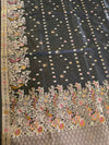 The Kaveri Vilasa: Charcoal Black Tissue Silk Saree