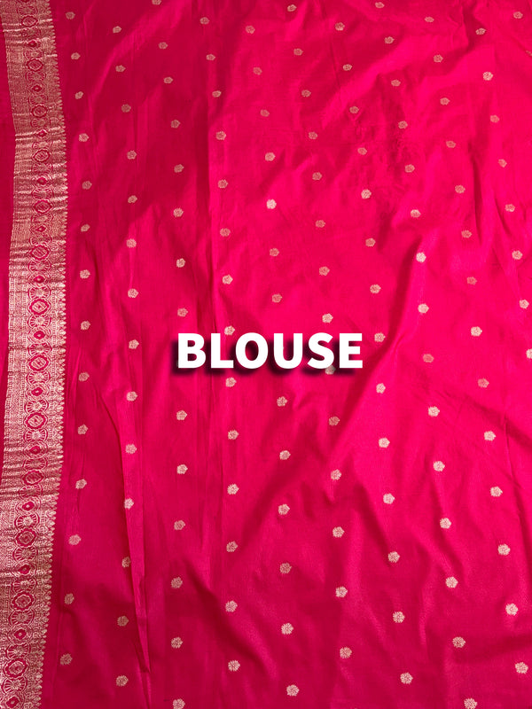 The Rohini Vilasa: Rani Pink & Antique Gold Silk Saree