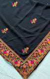 The Yamini Vilasa: Jet Black Multicolor Embroidered Saree