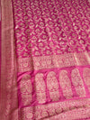 The Royal Slub: Magenta Raw Silk Saree with Antique Golden Zari Floral Jaal