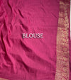 The Royal Slub: Magenta Raw Silk Saree with Antique Golden Zari Floral Jaal