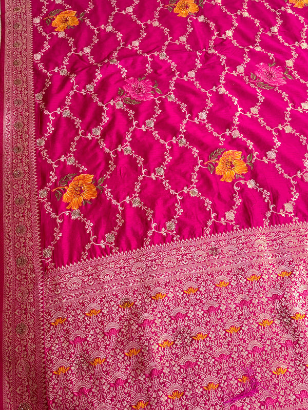 The Pavitra Vilasa: Rani Pink Woven Silk Saree