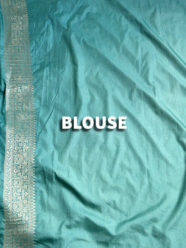 The Samaira Vilasa: Sea Green & Gold Woven Silk Saree