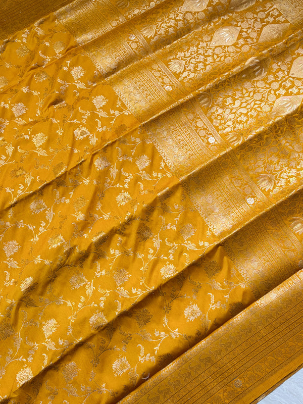 The Swarna Kanti: Mustard Gold Banarasi Inspired Woven Saree