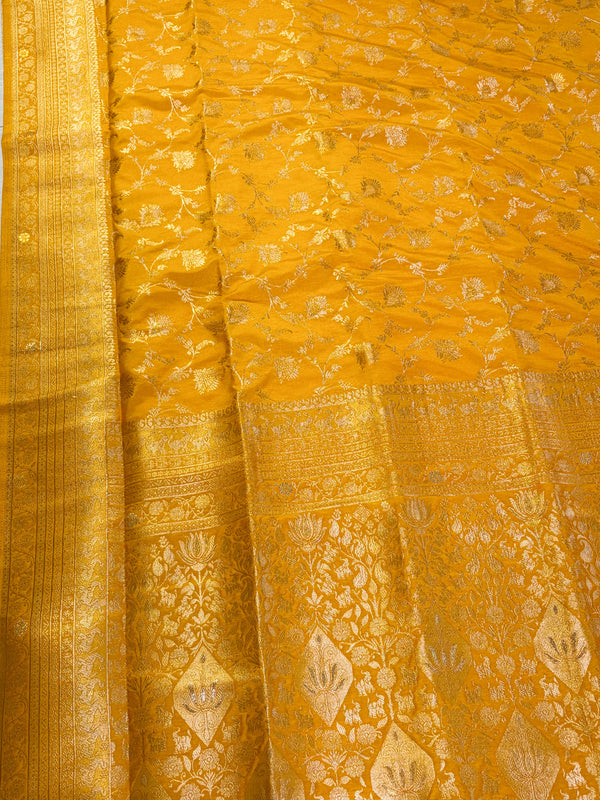 The Swarna Kanti: Mustard Gold Banarasi Inspired Woven Saree