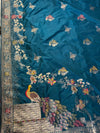 The Mayura Teal: Deep Peacock Blue Woven Saree with Hand-Worked Accents