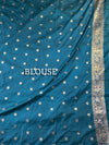 The Mayura Teal: Deep Peacock Blue Woven Saree with Hand-Worked Accents