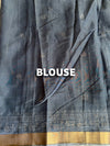 The Neelambari Riva: Slate Blue Embroidered Cotton Saree