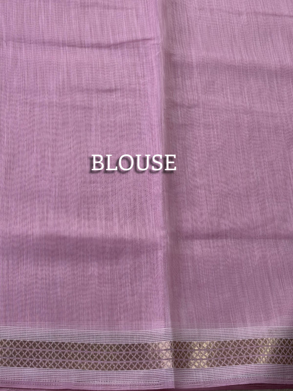 The Lilac Arbour: Pastel Mauve Cotton Saree with Delicate Chikankari-Inspired Embroidery