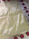 The Amber Glint: Golden Tissue Cotton Saree with Festive Crimson Starburst Border