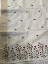 The Deccani Glade: Off-White Tussar Cotton Saree with Multi-Hued Wildflower Pallu