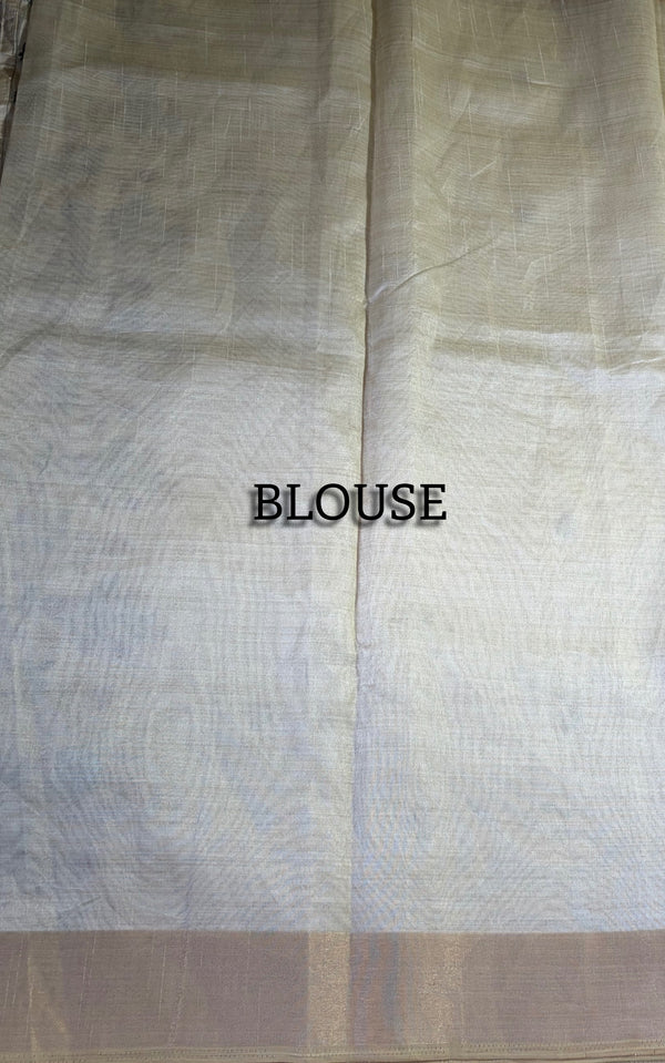 The Deccani Glade: Off-White Tussar Cotton Saree with Multi-Hued Wildflower Pallu