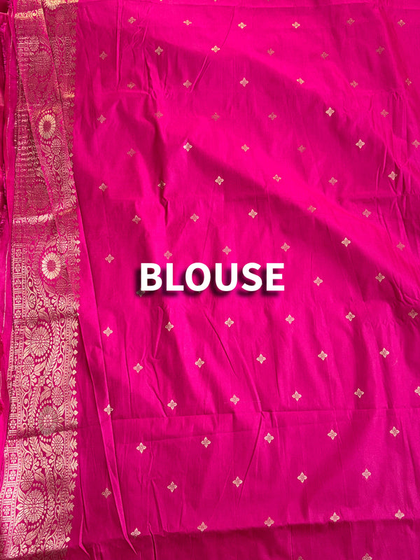The Rajeshwari Vilasa: Rani Pink & Antique Gold Raw Silk Saree