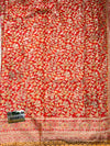 The Mandira Riva: Rust Orange & Golden Amber Printed Brasso Saree