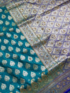 The Nilambari Vilasa: Peacock Teal & Royal Blue Banarasi Silk Saree