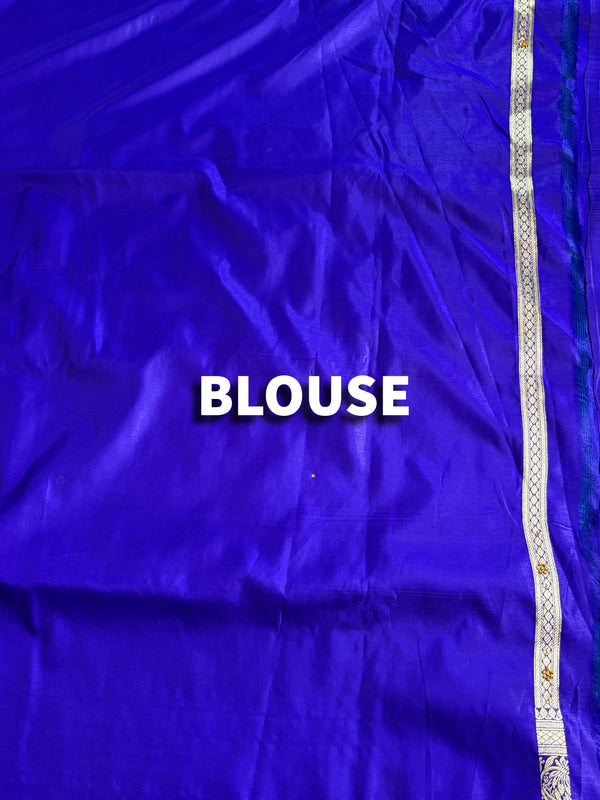 The Nilambari Vilasa: Peacock Teal & Royal Blue Banarasi Silk Saree
