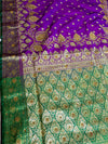 The Vaiminika Vilasa: Royal Purple & Emerald Green Banarasi Silk Saree