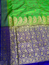 The Haripriya Vilasa: Parrot Green & Royal Blue Banarasi Silk Saree