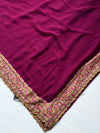 The Wine Charvi: Deep Plum Saree with Detailed Thread Embroidery Borders