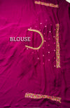 The Wine Charvi: Deep Plum Saree with Detailed Thread Embroidery Borders