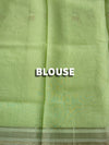 The Vasundhara Riva: Lime Green Floral Embroidered Cotton Saree