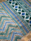The Tarini Vilasa: Teal & Beige Chevron Printed Tussar Cotton Silk Saree
