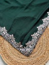 The Kaveri Vilasa: Bottle Green Embroidered Georgette Saree