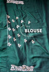 The Kaveri Vilasa: Bottle Green Embroidered Georgette Saree