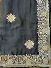 The Kaashvi Riva: Midnight Black Georgette Saree with Embroidered Scallop Border