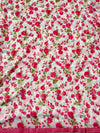 The Rose Riva: Ivory & Rose Pink Floral Printed Saree