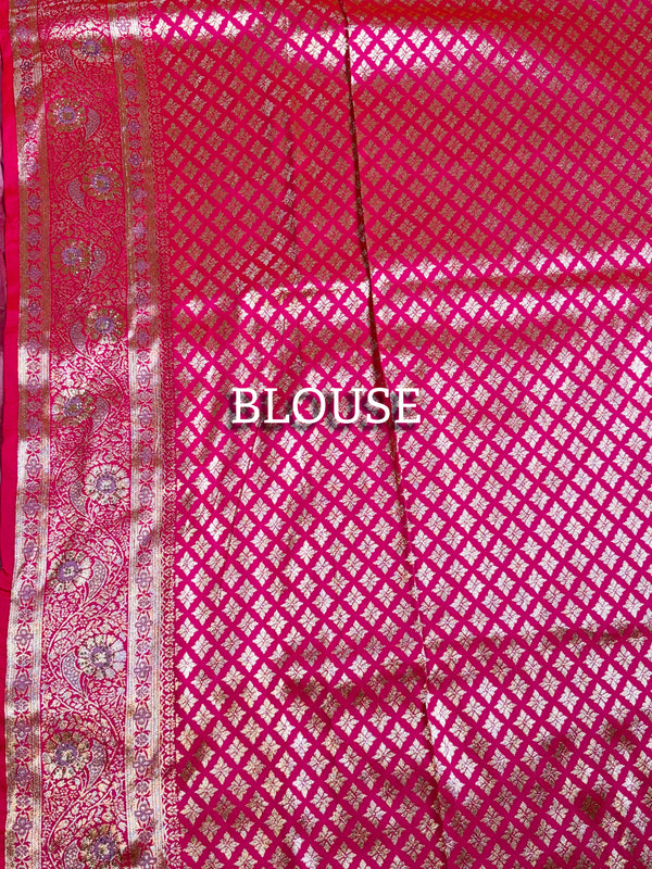 The Rosewood Malini: Pastel Plum & Gold Floral Woven Saree