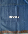The Indrani Riva: Slate Navy Handloom Cotton Saree with Floral Sprig Embroidery