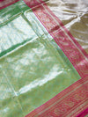 The Mrinmayi Vilasa: Sage Mint & Wine Banarasi Tissue Silk Saree